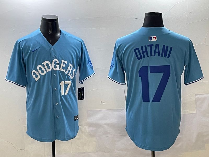 Men Los Angeles Dodgers #17 Ohtani Light Blue Throwback Game 2025 Nike MLB Jersey style 9->los angeles dodgers->MLB Jersey